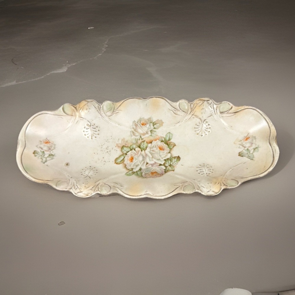 Vintage German Lusterware Oval‎ Bowl